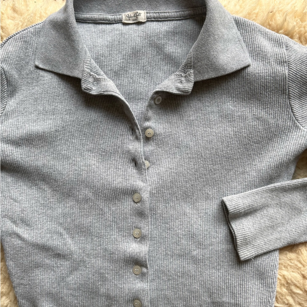 John golt ribbed grey top